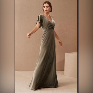 Jenny Yoo Ellis Flutter Sleeve open back velvet bridesmaid gown dress